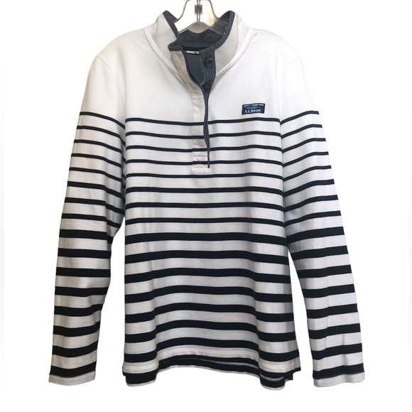 L.L. Bean Mockneck Pullover Stripe - Picture 3 of 11
